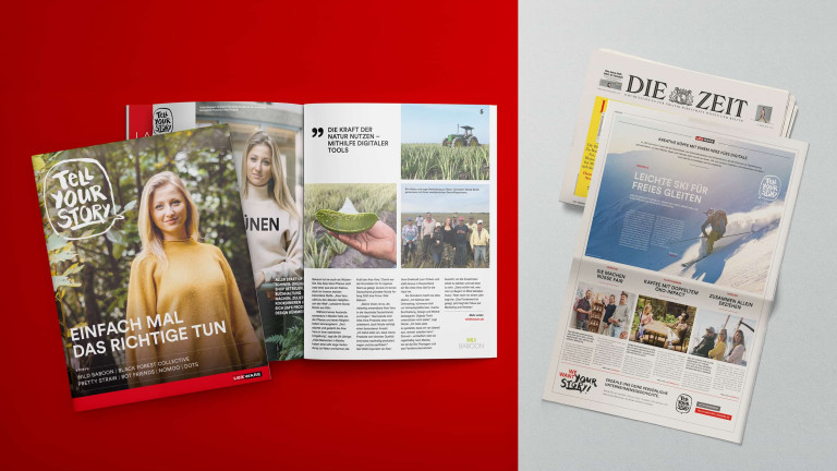 Magazin- und Zeitungsbeitrag des Lexware Projekts 'Tell Your Story', realisiert von der Kreativagentur DOTS, mit Fokus auf Editorial Design, Storytelling und Magazindesign
